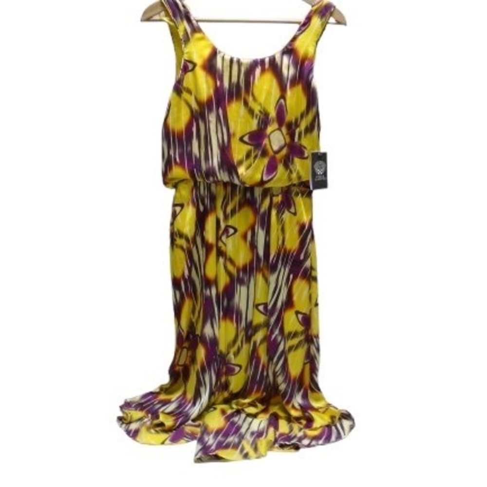 Vince Camuto Ruffled Tiered Yellow and Purple Sundress